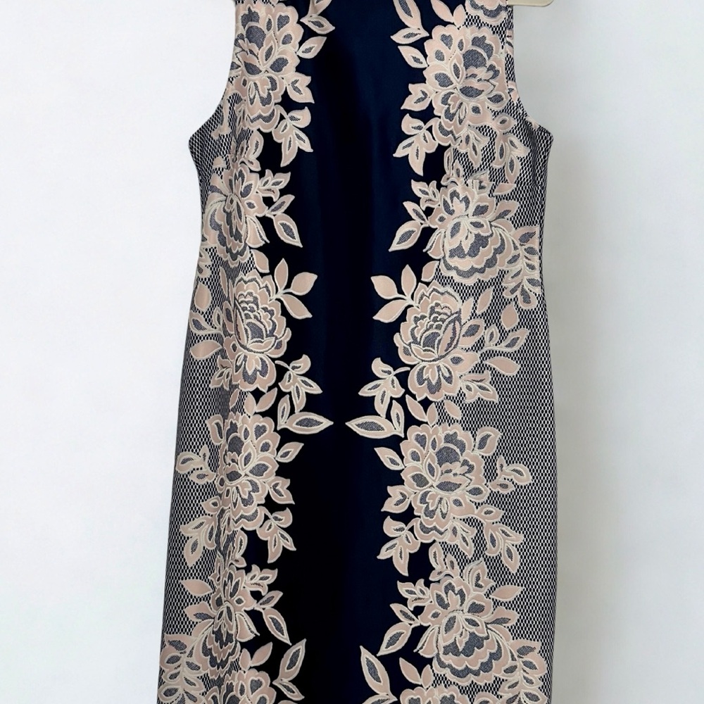 Shelby & Palmer Blue and Black Embellished Sheath Dress